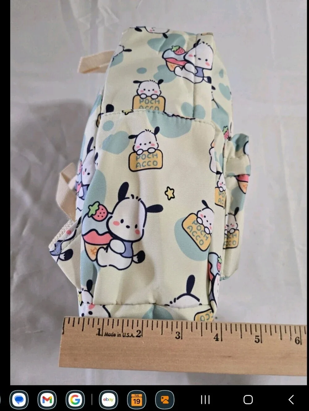Cream Kids Backpack with Bunny Print and Front Pocket
